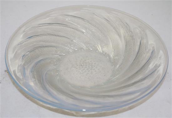 A Rene Lalique Poissons No.2 opalescent glass dish, diam. 29cm